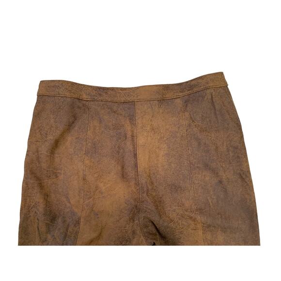 PHILOSOPHY Women's Faux Suede Pants Size 6 Straight Leg Mid-Rise Marble Brown - Picture 4 of 9